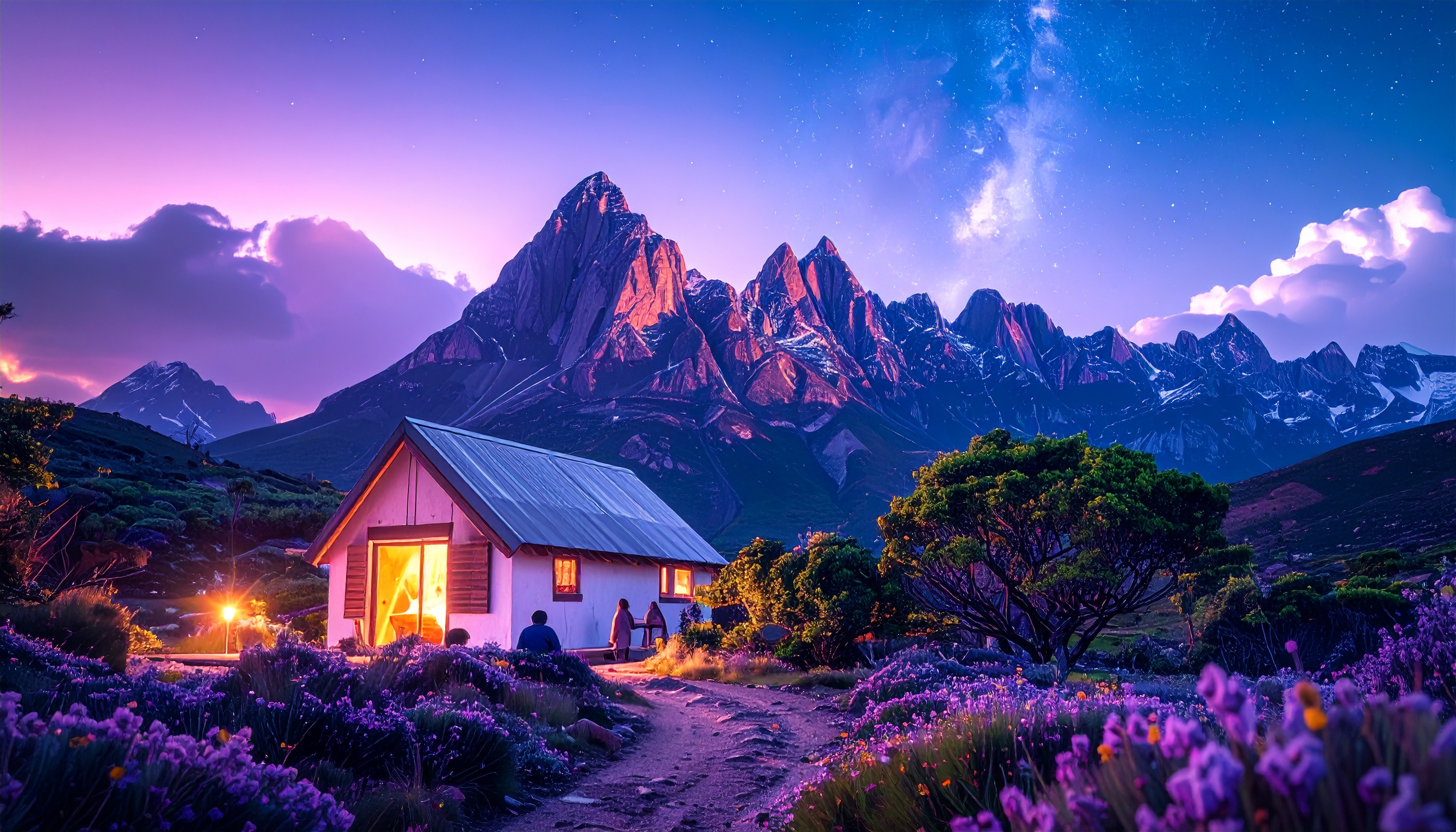 Un couple regardant le coucher de soleil sur la Montagne de la Table